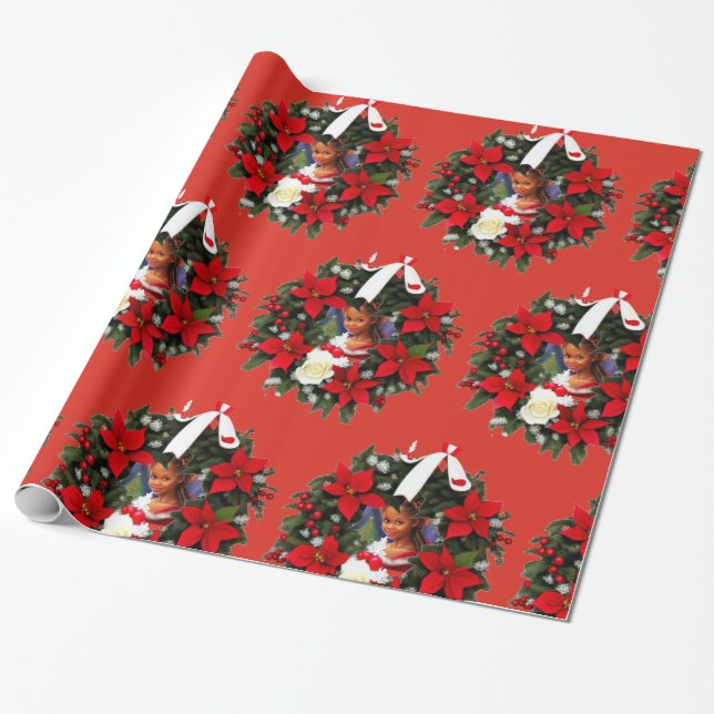 Papel De Regalo Navidades afroamericanos adorables y Chicas negros (Desenrollado)