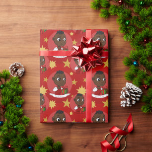 Papel De Regalo Navidades afroamericanos de cariño personalizado