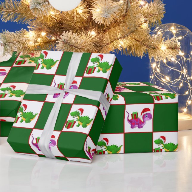 Papel De Regalo Navidades Ajuste fiesta de patrones de dinosaurios (Vacaciones)