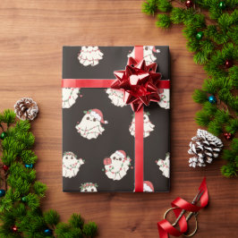 Papel De Regalo Navidades amables vintage fantasmas y luces