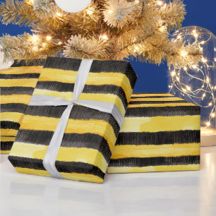 Papel De Regalo Navidades Amarillos de Oro Negro de Honey Bee
