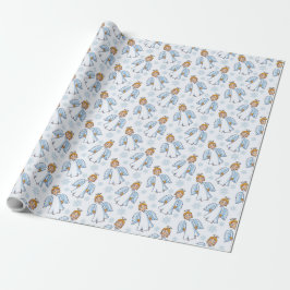 Papel De Regalo Navidades Ángel Blanco y Azul