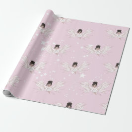 Papel De Regalo Navidades Angel Dark Hair Stars Pink Cute