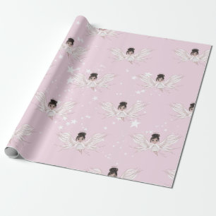 Papel De Regalo Navidades Angel Dark Hair Stars Pink Cute