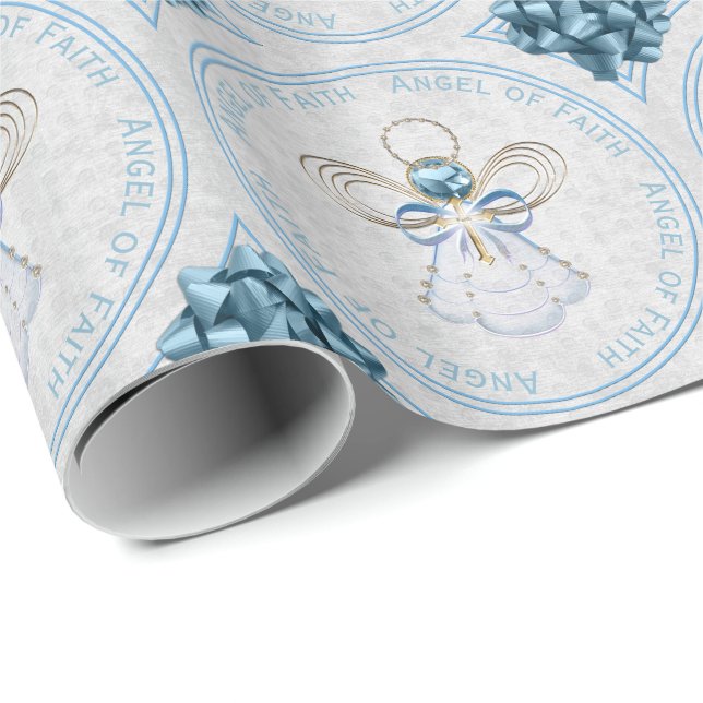 Papel De Regalo Navidades Angel de Faith Blue & Gold Filigree (Esquina del rollo)