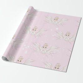 Papel De Regalo Navidades Angel Stars Pink Cute Wrapee Paper