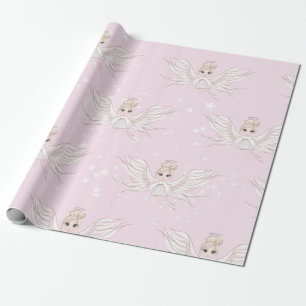 Papel De Regalo Navidades Angel Stars Pink Cute Wrapee Paper