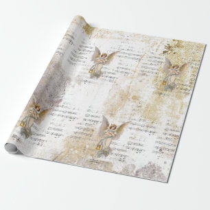 Papel De Regalo Navidades Angel Wings Music Gold Decoupage Idea Ti