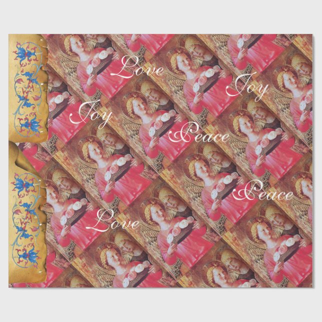 PAPEL DE REGALO NAVIDADES ANGEL Y ROSAS DISFRUTAN DEL PARCHMENT PE (Superficie plana)