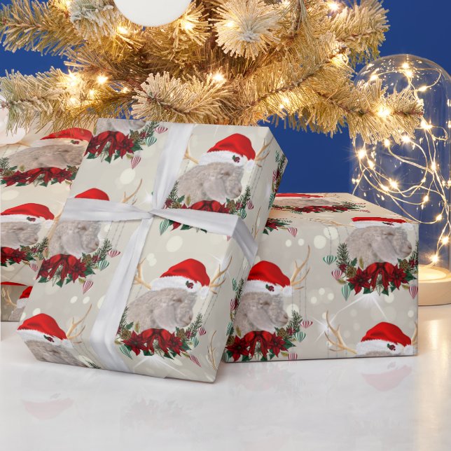 Papel De Regalo Navidades Angora Kid Goat Poinsettia Wreath (Vacaciones)