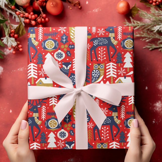 Papel De Regalo Navidades animales de bosque, estilo escandinavo (Subido por el creador)