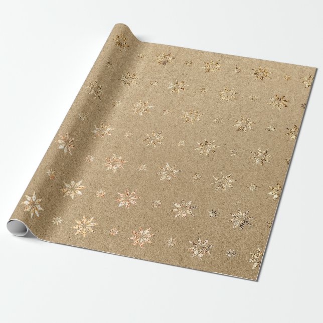 Papel De Regalo Navidades Año Nuevo Purpurina Dorado Estrellas de  (Desenrollado)