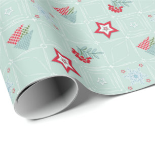 Papel De Regalo Navidades, árboles, copos de nieve, estrellas, col
