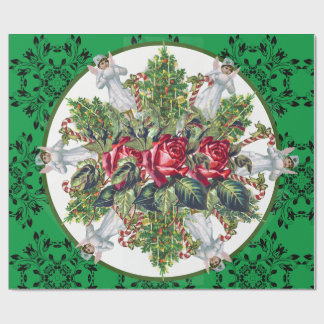 PAPEL DE REGALO NAVIDADES ARRASANDO ÁNGELES ROSAS NAVIDAD ÁRBOLES