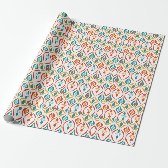 Papel De Regalo Navidades atómicos modernos de mediados del siglo  (Desenrollado)