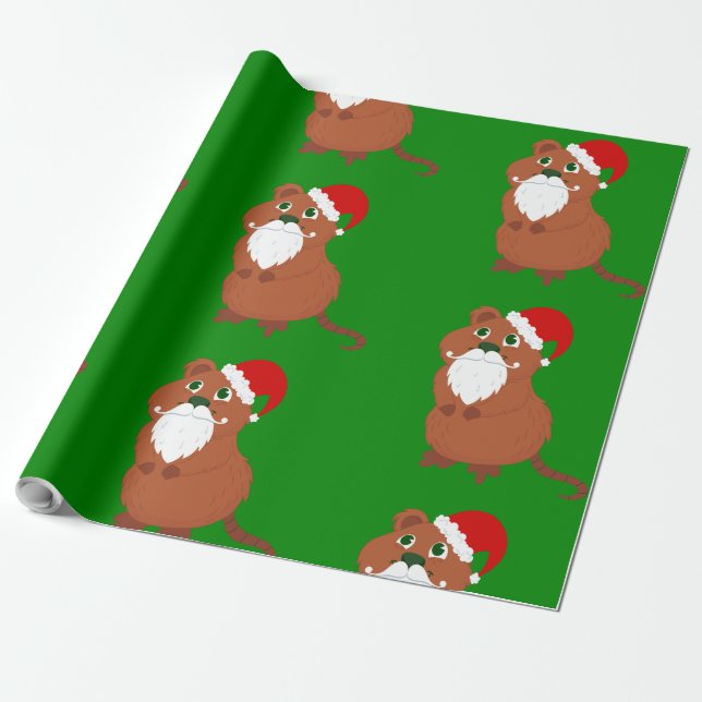 Papel De Regalo navidades australianos de santa claus quokka (Desenrollado)