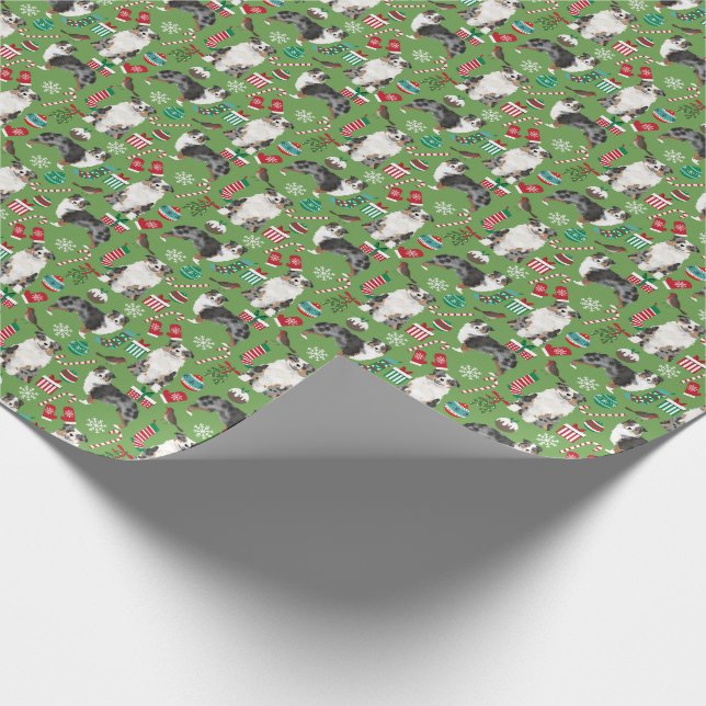 Papel De Regalo navidades australianos del Pastor Azul Merle (Esquina)