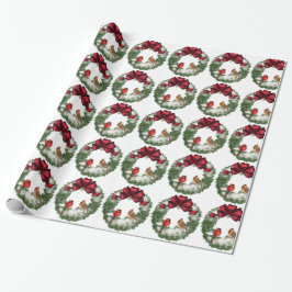 Papel De Regalo Navidades Aves Wreath