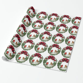 Papel De Regalo Navidades Aves Wreath