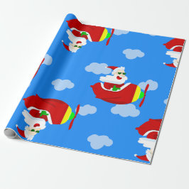 Papel De Regalo navidades aviador avión piloto santa nubes