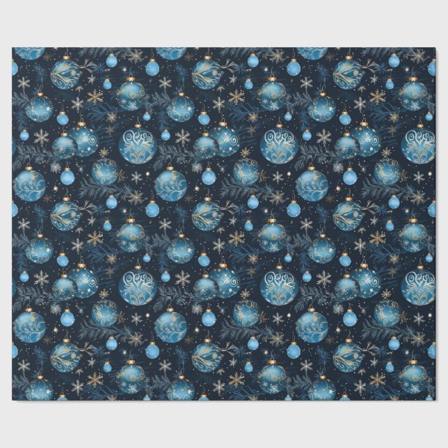 Papel De Regalo Navidades azul intrincados (Costura)