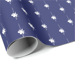 Papel De Regalo Navidades azul marino copos de nieve blanco lindo 