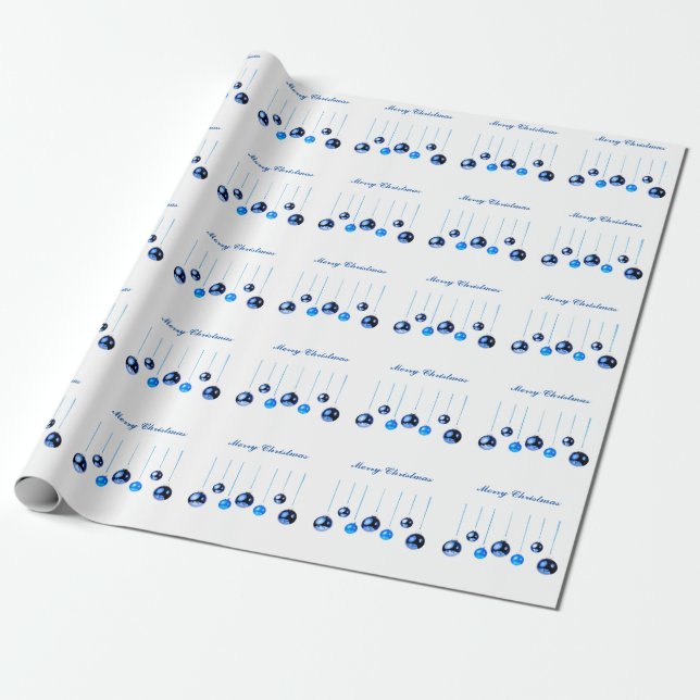 Papel De Regalo Navidades azules Balas de decoración foto con text (Desenrollado)