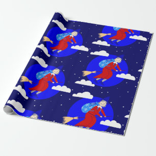 Papel De Regalo navidades azules bruman befana broomrider spookmas