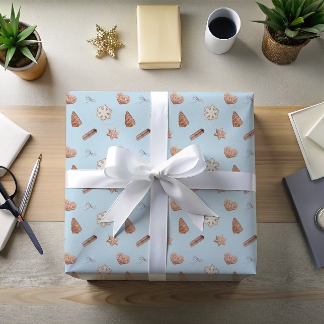 Papel De Regalo Navidades azules Cookie Swap Exchange (Blue Snowflake Christmas Wrapping Paper)