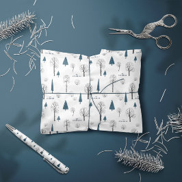 Papel De Regalo Navidades azules de la selva de invierno rústica t