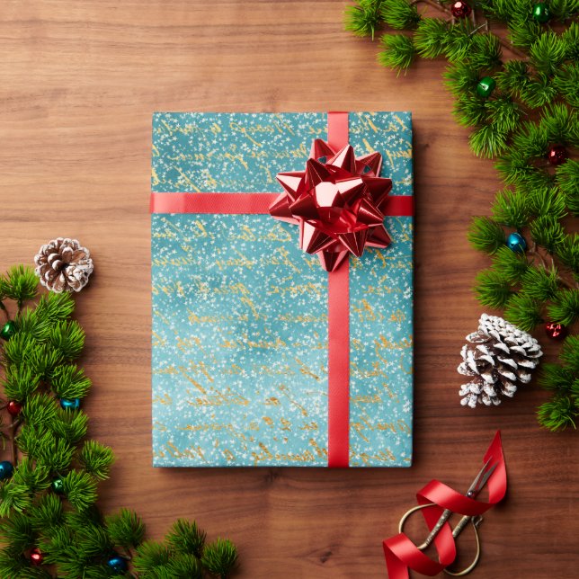 Papel De Regalo Navidades azules del bosque de invierno tradiciona (Regalo de vacaciones)