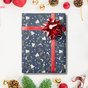 Papel De Regalo Navidades azules oscuros van con Figgy Pudding