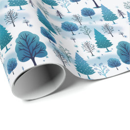 Papel De Regalo Navidades azules Verde azulados del bosque de niev