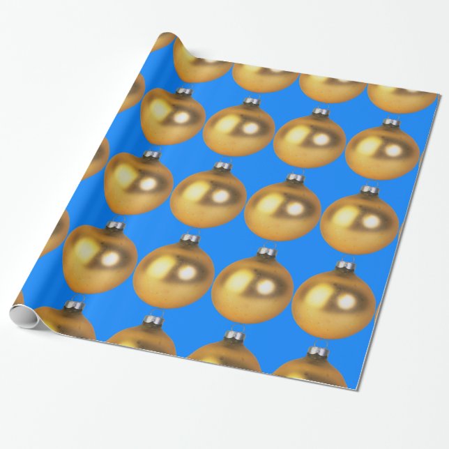 Papel De Regalo Navidades azules y dorados vacaciones de decoració (Desenrollado)