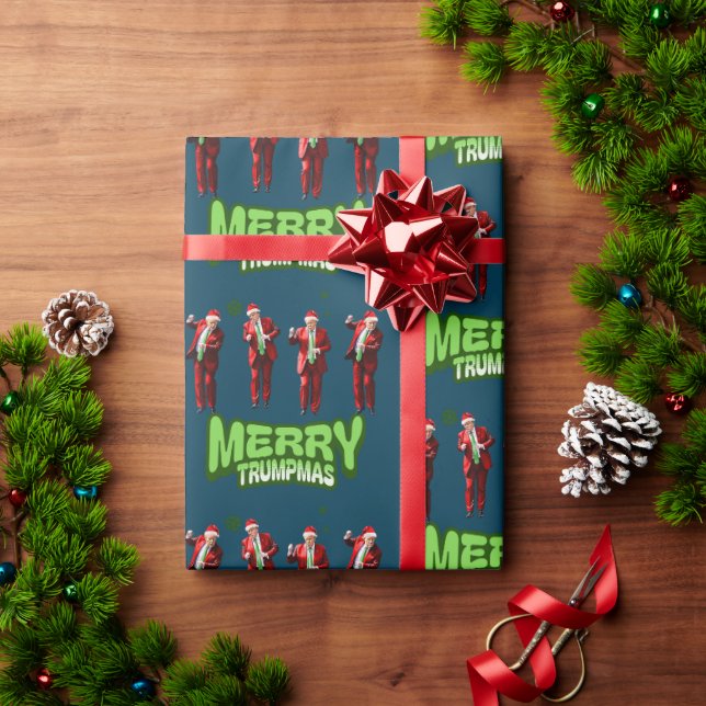 Papel De Regalo Navidades bailarines de Donald Trump MAGA (Regalo de vacaciones)