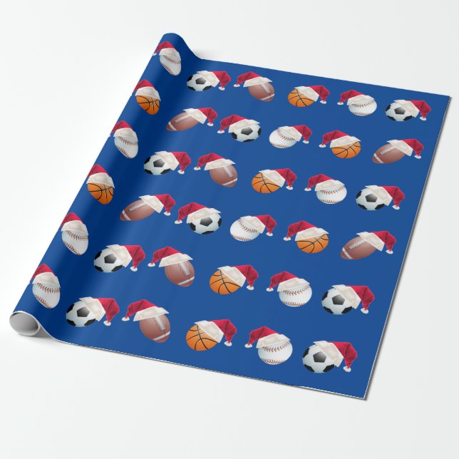 Papel De Regalo Navidades Baller Deportes Funny Santa Holiday Wrap (Desenrollado)