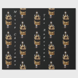 Papel De Regalo Navidades Barco Con Luces Doradas