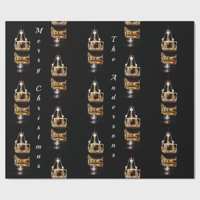 Papel De Regalo Navidades Barco Con Luces Doradas (Superficie plana)