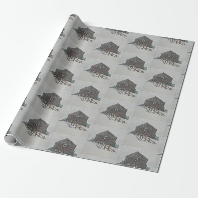 Papel De Regalo Navidades Barn Gift Wrap (Desenrollado)