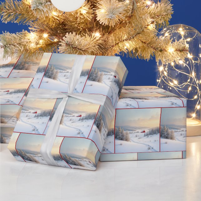 Papel De Regalo Navidades Barne Rojo En País Nevado (Vacaciones)