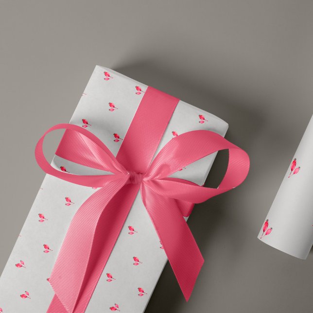 Papel De Regalo Navidades bayas sagradas patrón regalo gris rosa (Pink ribbon can be purchased separately - please see the collection)