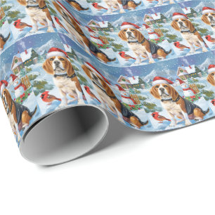 Papel De Regalo Navidades Beagle Dog Winter Wonderland Alegría