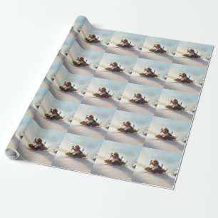Papel De Regalo Navidades Beagle en invierno