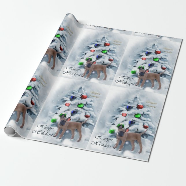 Papel De Regalo Navidades belgas de Malinois (Desenrollado)