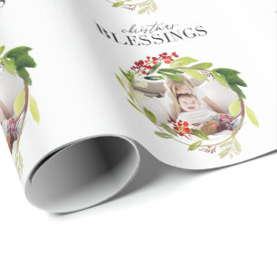 Papel De Regalo Navidades Bendición acuarela foto follaje
