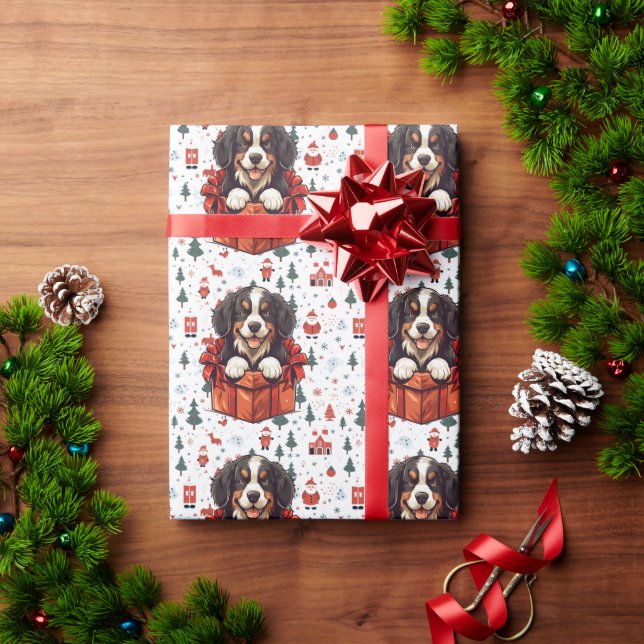 Papel De Regalo Navidades Bernese Mountain Dog Gift Box (Regalo de vacaciones)