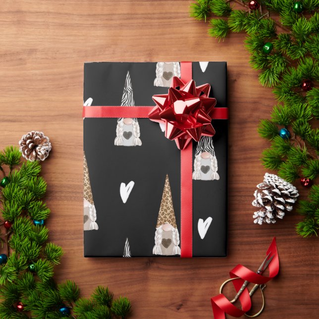 Papel De Regalo Navidades Black Buffalo Plaid gnome (Regalo de vacaciones)