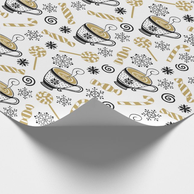 Papel De Regalo Navidades Black Gold White Coffee Candy (Esquina)