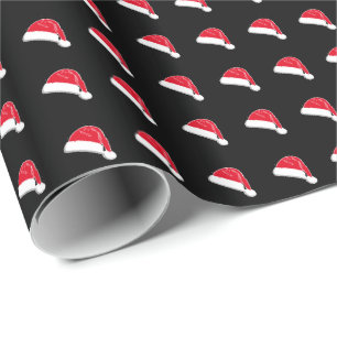 Papel De Regalo Navidades blanco rojo negro patrón Santa Hat lind