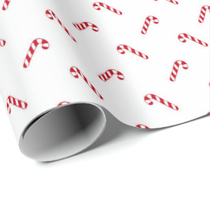 Papel De Regalo Navidades blanco rojo simple lindo patrón de bastó